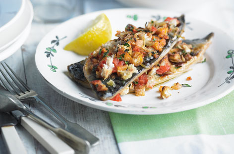 Bacon and sage stuffed mackerel